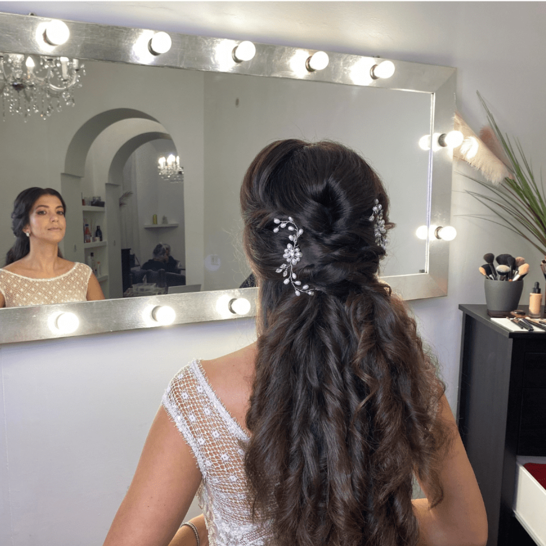 Home trucco acconciature matrimonio acconciatura sposa semiraccolto